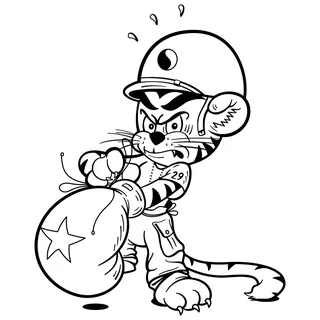 Tigre casqué en uniforme, illustration vectorielle