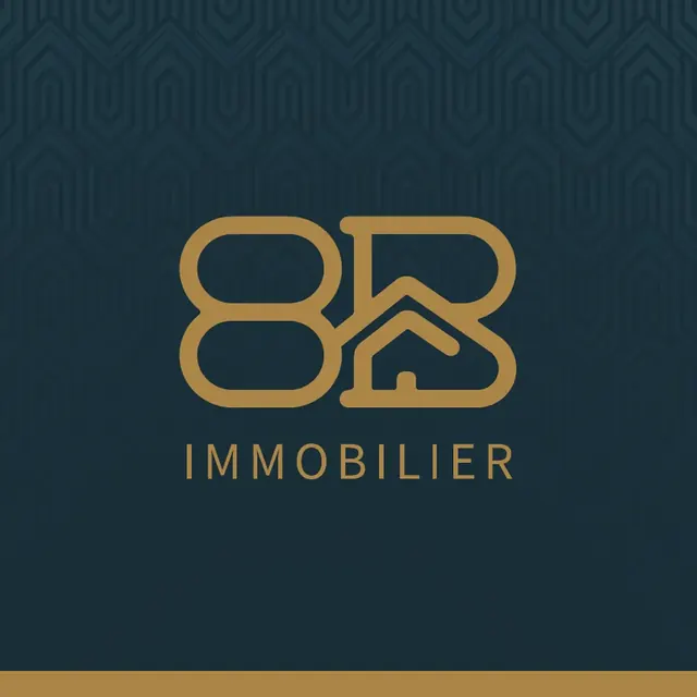 Carte de visite 8B Immobilier or sur bleu nuit à motif