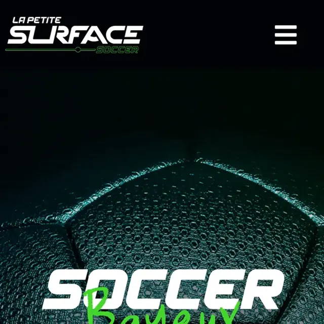 Le site de La Petite Surface sur téléphone : accueil Soccer Bayeux