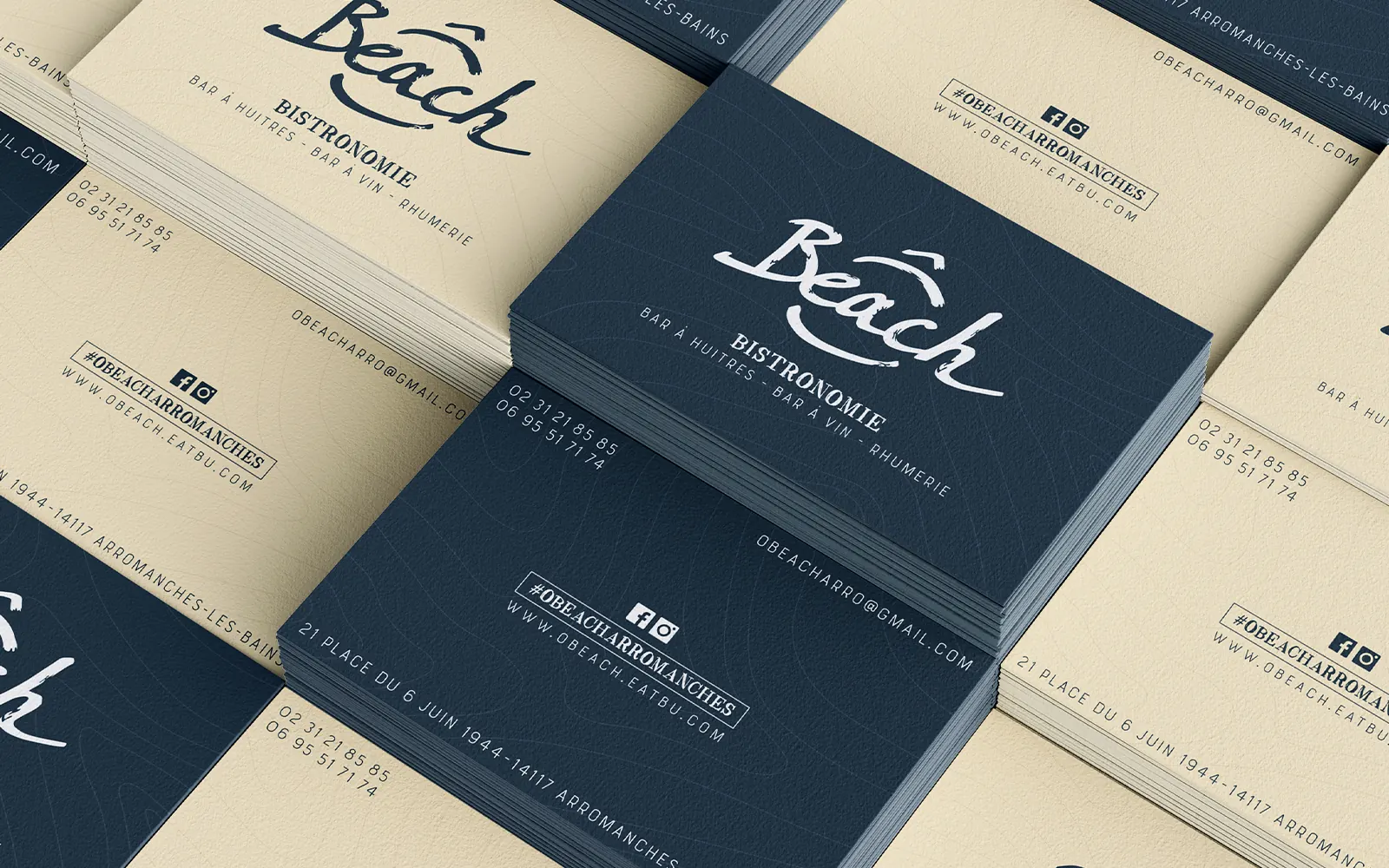 Cartes de visite et menus Ô Beach