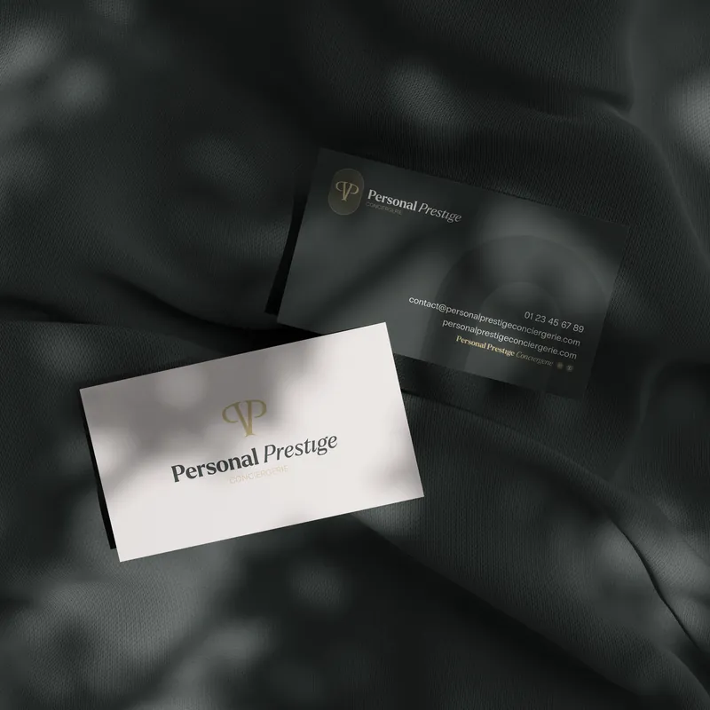 Cartes de visite Personal Prestige, recto blanc au monogramme doré et verso anthracite