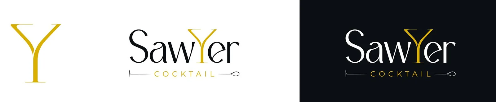 Déclinaisons du logo Sawyer : le monogramme Y, la version claire et la version sombre