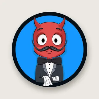 Mascotte SO2 : diable moustachu en smoking