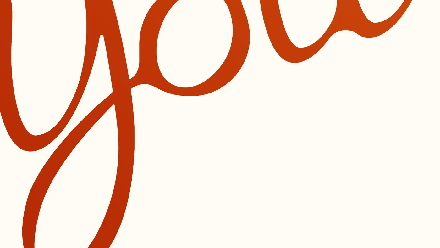 Page de charte : les boucles du « You » agrandies en motif orange sur fond crème